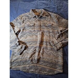 Howler Brothers Mens Large Grey Southwestern Geometric Flannel Button Down Shirt